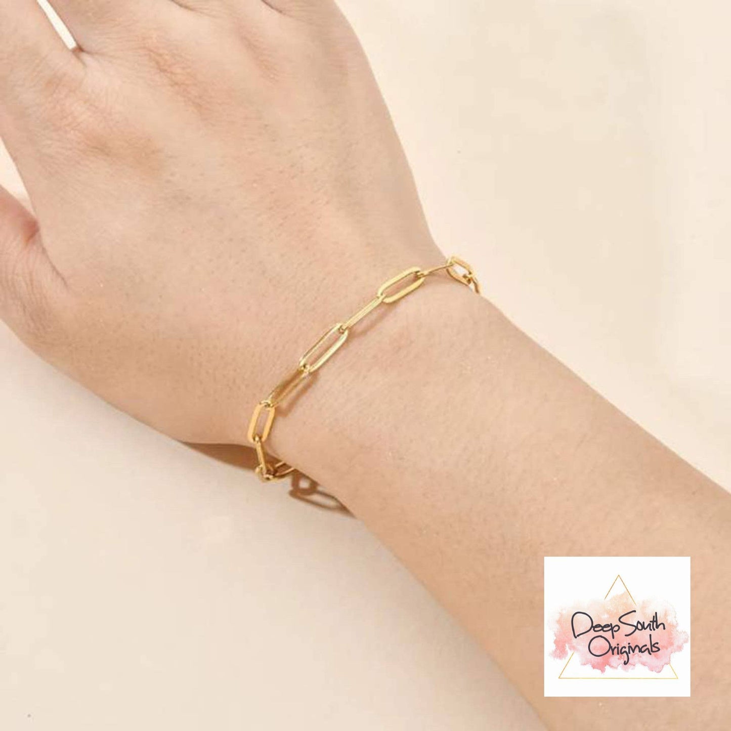 18k Gold Plated Paperclip Chain Bracelet (Waterproof)