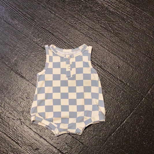 Blue checks tank romper