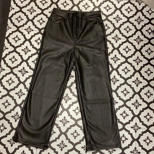 Terry faux leather pant