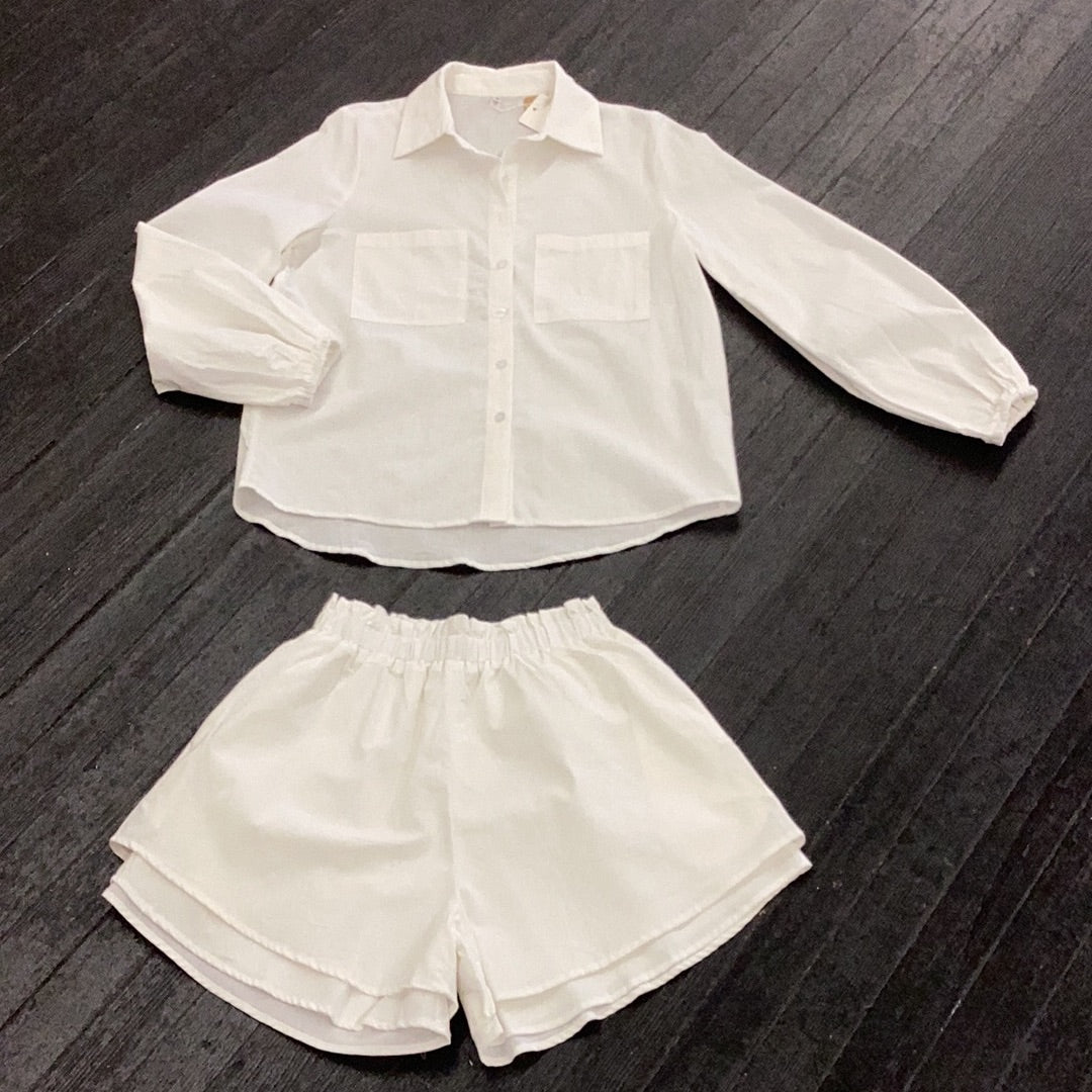 White long sleeve & short set