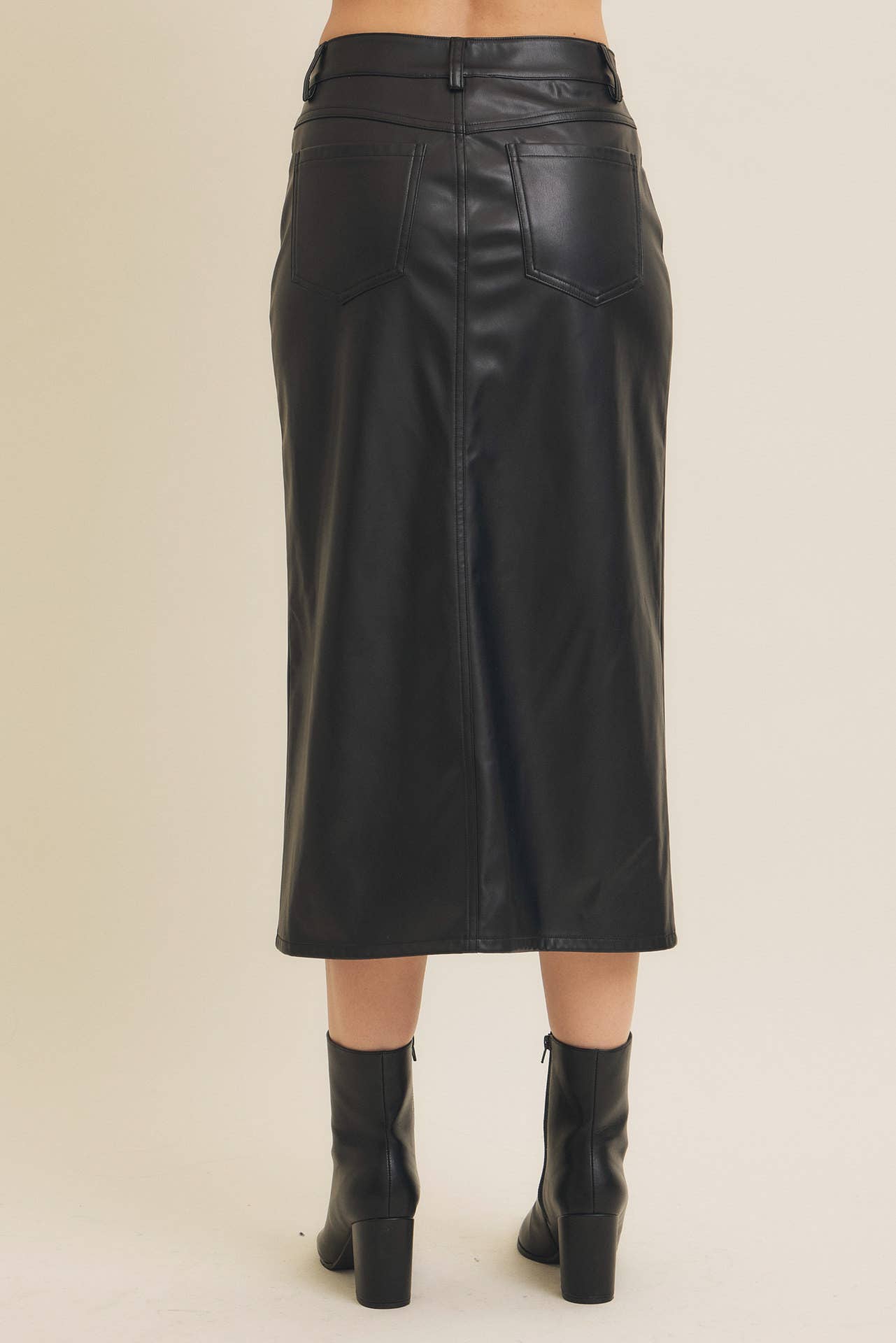 Zoey vegan leather midi skirt