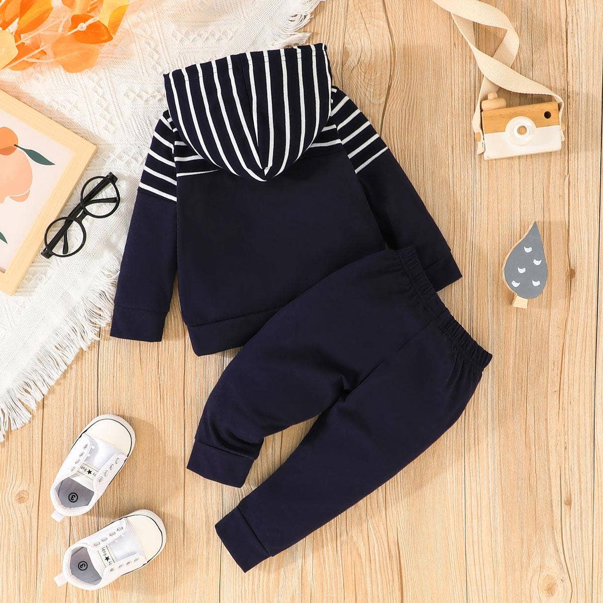 2pcs Baby Boy Hoodie and Sweatpants Set: Tibetan blue / 3-6 Months