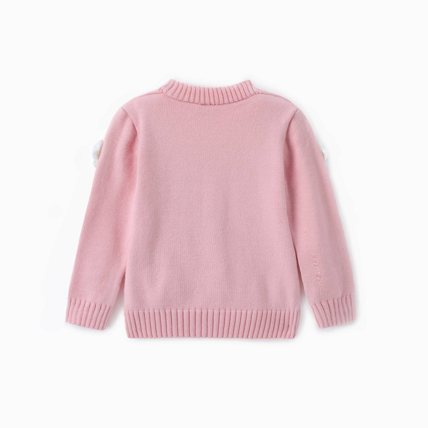 Baby Girl Big Flower Decorated Knit Sweater: Pink / 12-18 Months