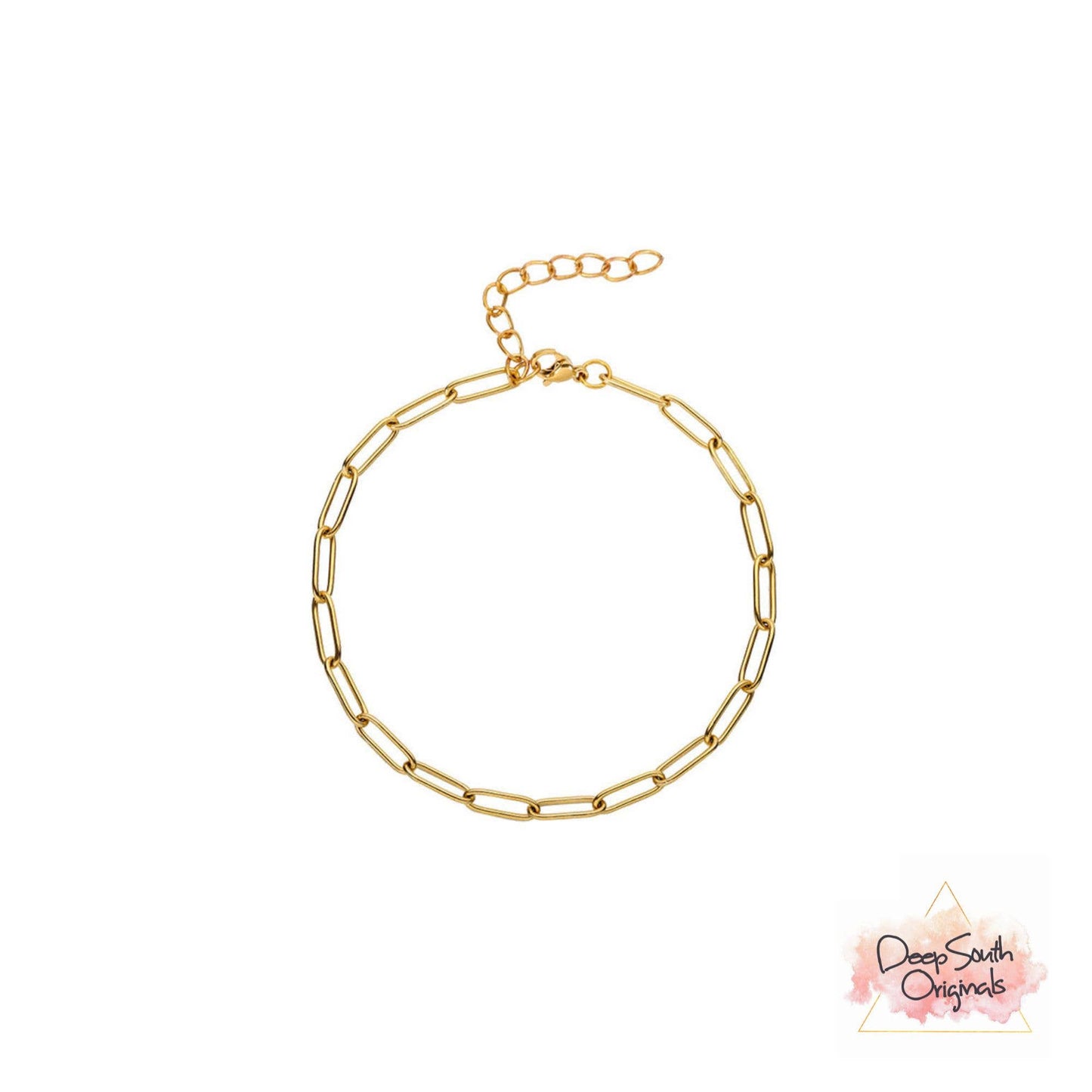 18k Gold Plated Paperclip Chain Bracelet (Waterproof)