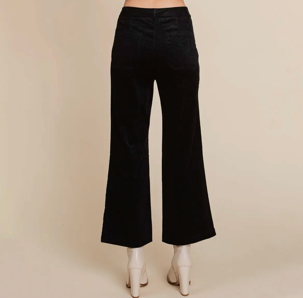 Black crop corduroy pants