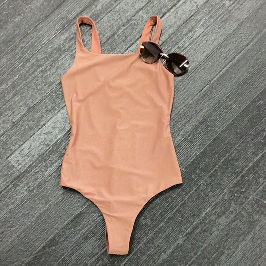 Brown square neck swimsuit