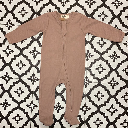 Organic cotton ribbed footies pale pink