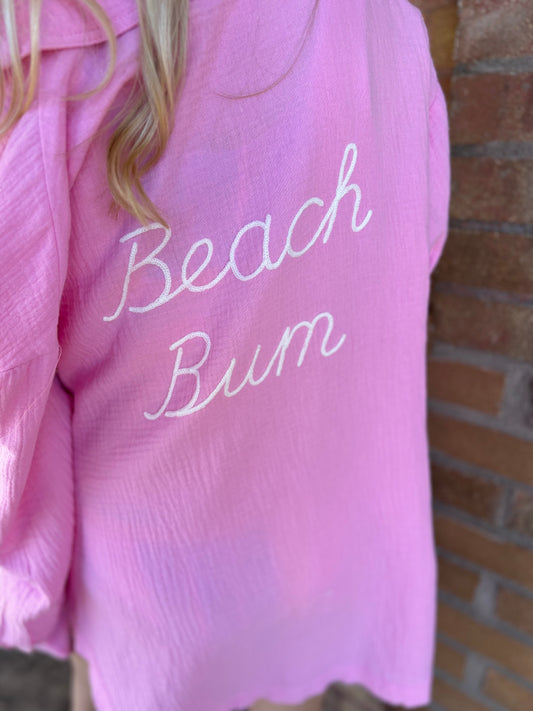 Beach bum button up pink
