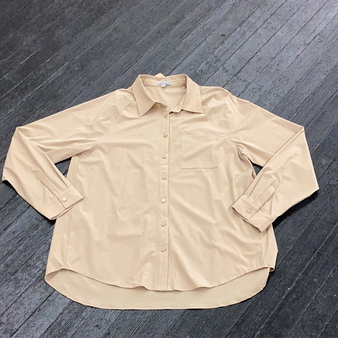 Taupe button up shirt