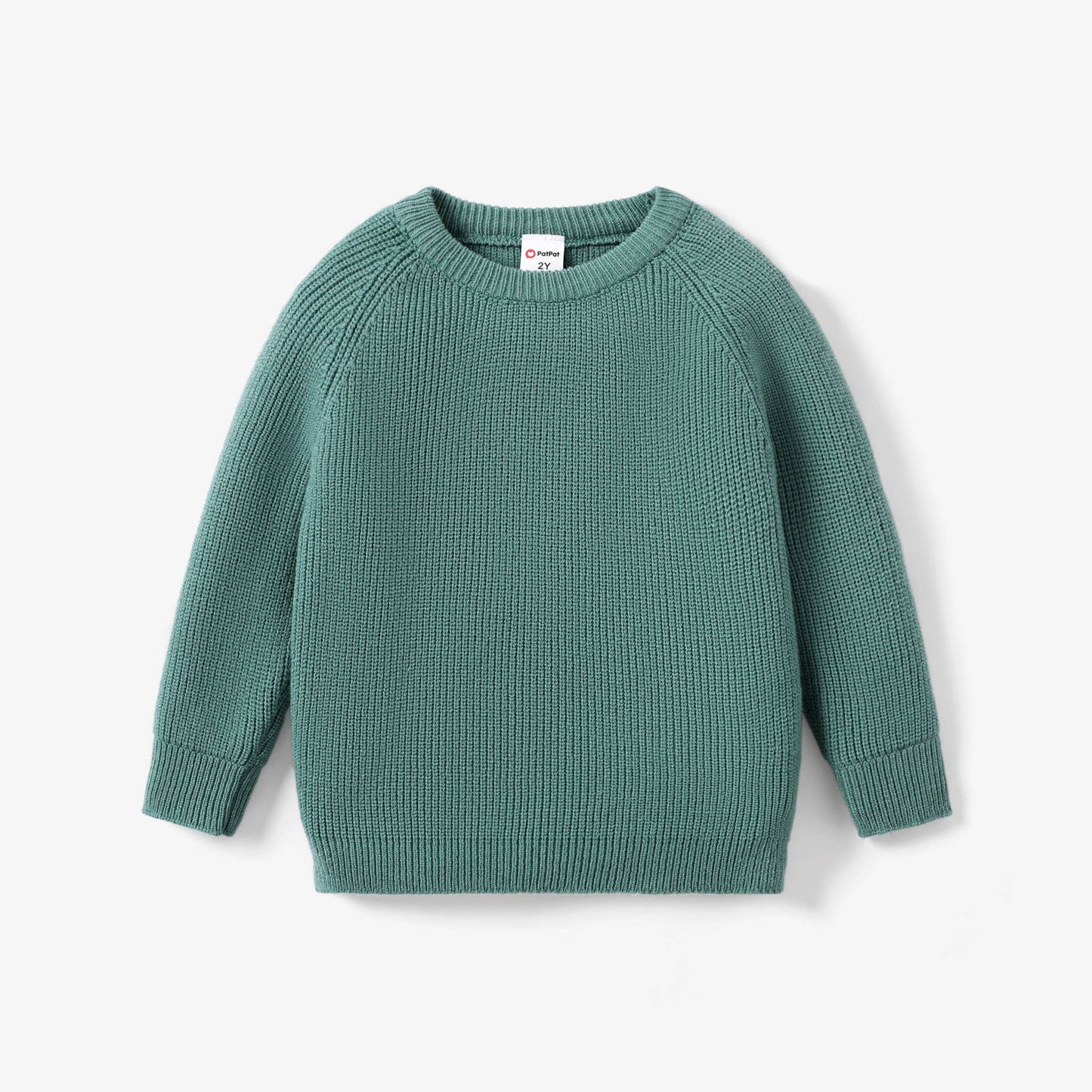 Toddler/Kid Girl/Boy Solid Inserted Shoulder Design Sweater: Green / Kids: 2 Years