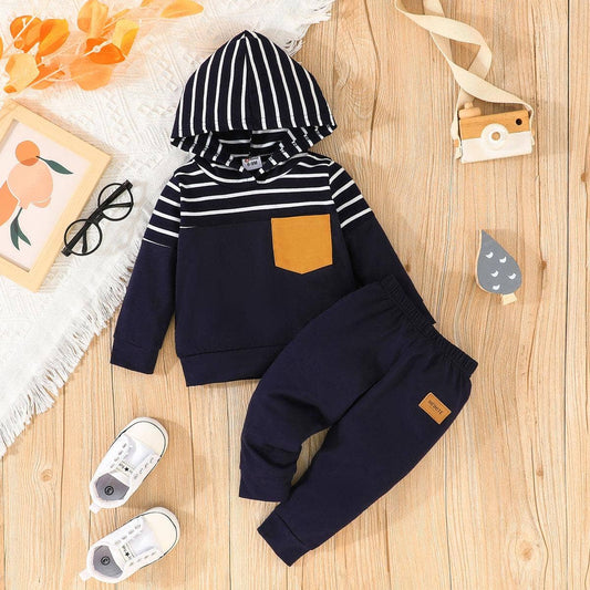 2pcs Baby Boy Hoodie and Sweatpants Set: Tibetan blue / 3-6 Months