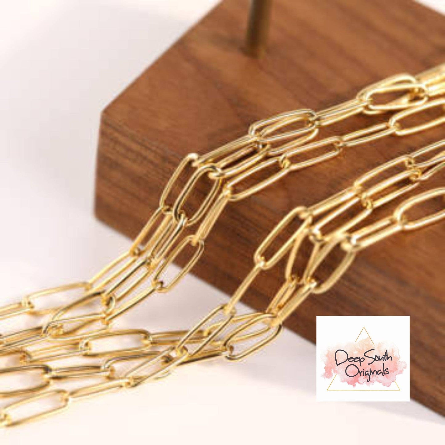 "Carla Chain" ~ 18k GP Paperclip Chain (Waterproof) : 16in. + 2in. ext.