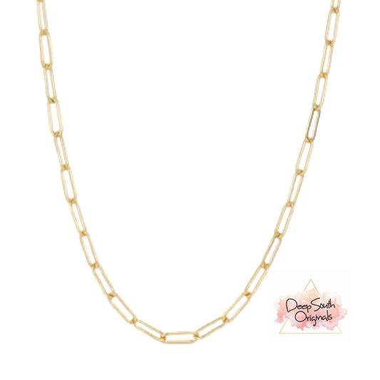 "Carla Chain" ~ 18k GP Paperclip Chain (Waterproof) : 16in. + 2in. ext.