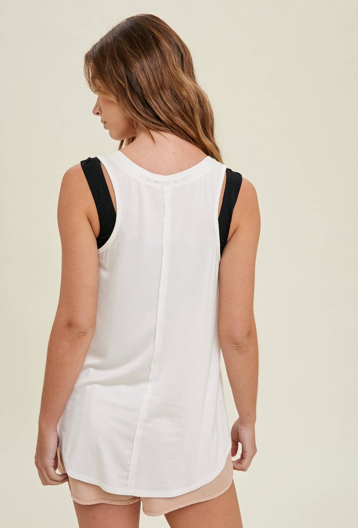 Ivory raw edge tank top