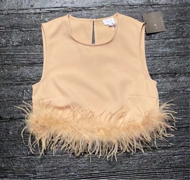 Sleeveless Feather Trim